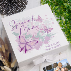 Personalised Special Mum Pink and Purple Butterfly Keepsake Memory Box Gift