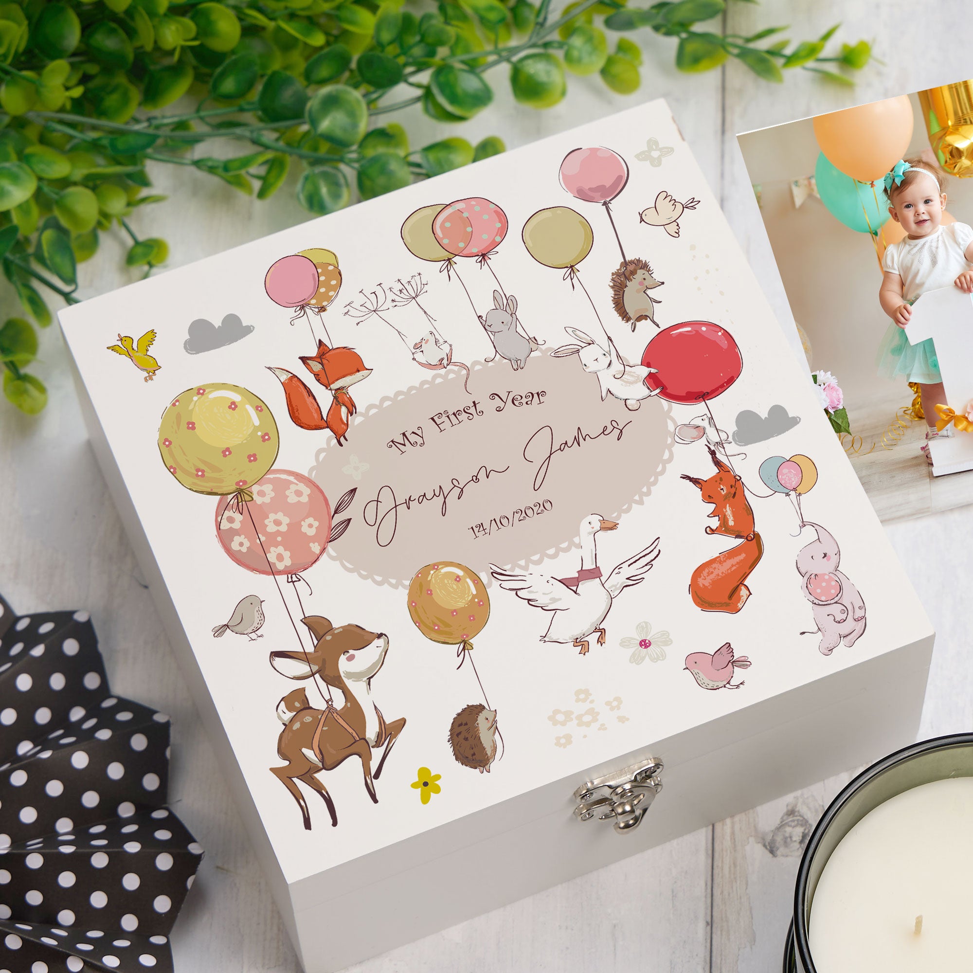 ukgiftstoreonline Personalised My First Year Birthday Keepsake Memory Box Keepsake Memory Box ukgiftstoreonline Wood Box Medium