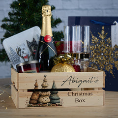 Personalised Christmas Crates With Trees Christmas Box