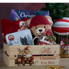 Personalised Christmas Crates With Sant and Reindeer Christmas Eve Box