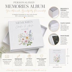 Personalised Photo Album, Memories Love Wedding Gift Box, 6x4 Floral wedding photo album ukgiftstoreonline