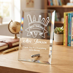 Teacher Thank You Plaque – Personalised Glass Award Plaque For Best Teacher Personalised Crystal Glass ukgiftstoreonline