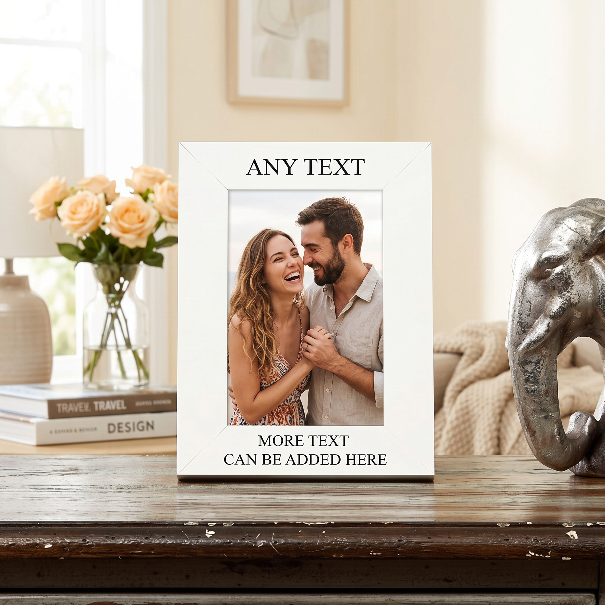 Personalised Photo Frame – White Wooden 4x6 Custom Printed Message Display Photo Frame ukgiftstoreonline