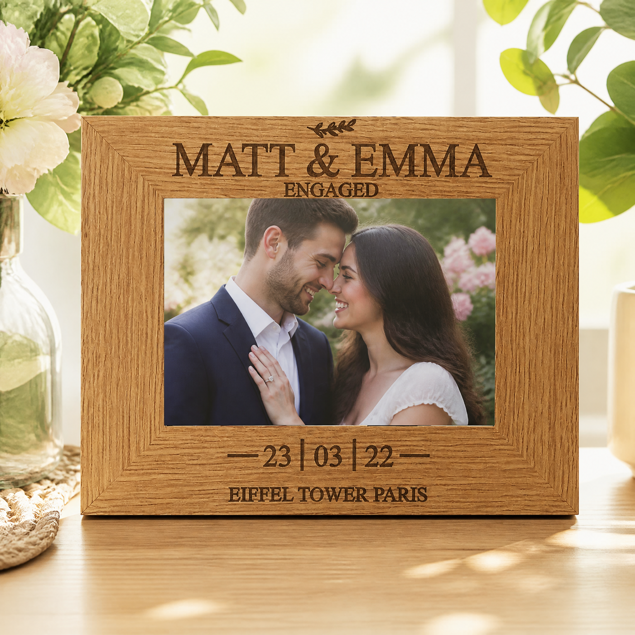 Personalised Engagement Sentiment Gift Wooden Photo Picture Frame Landscape Photo Frame ukgiftstoreonline