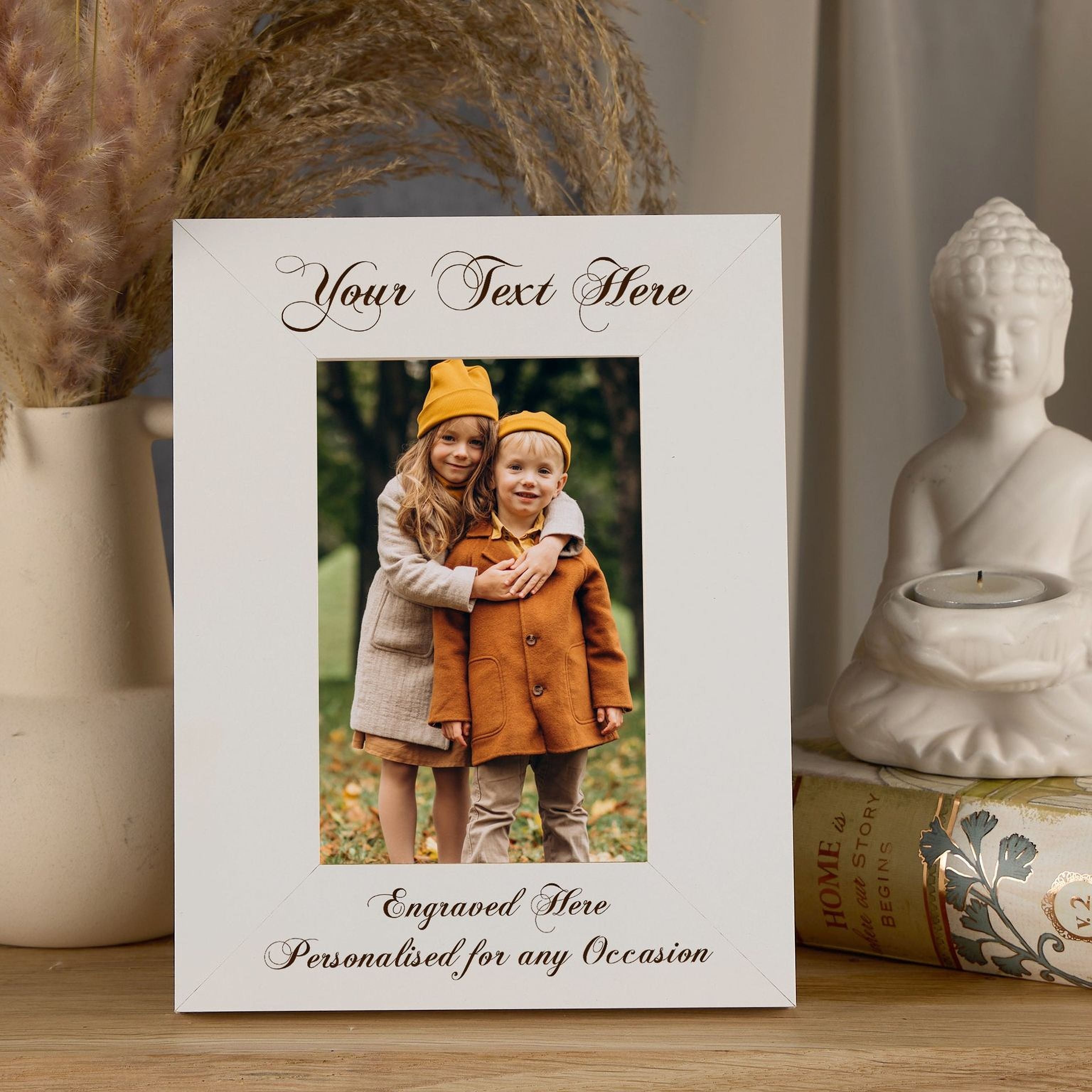 Personalised Wooden Photo Frames Custom Engraved Any Message Multiple Sizes Cursive Text Photo Frame ukgiftstoreonline