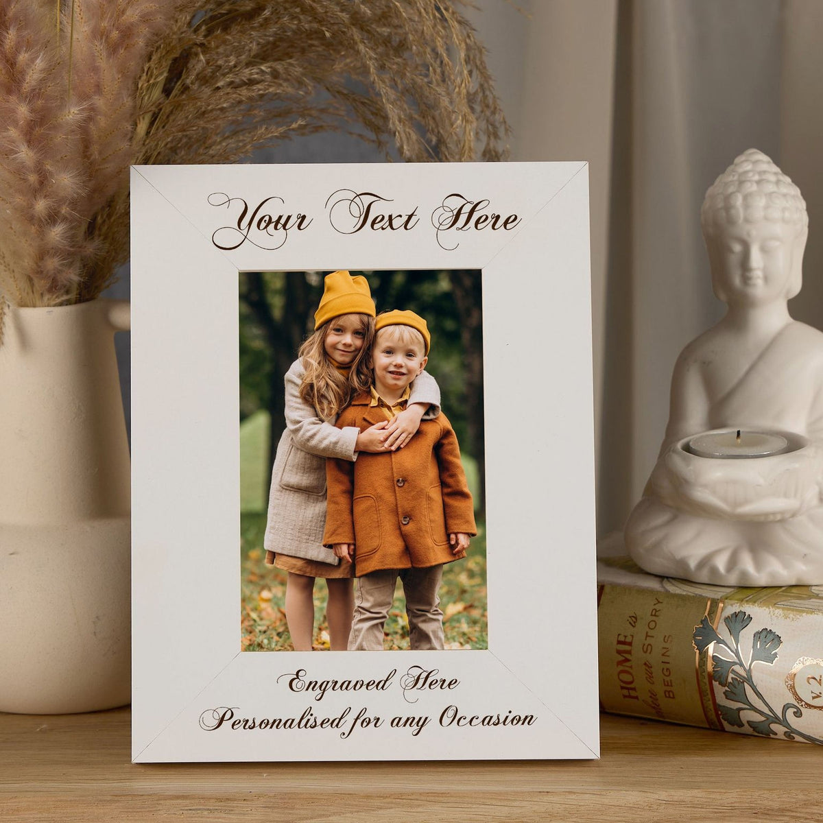Personalised Wooden Photo Frames Custom Engraved Any Message Multiple Sizes Cursive Text Photo Frame ukgiftstoreonline
