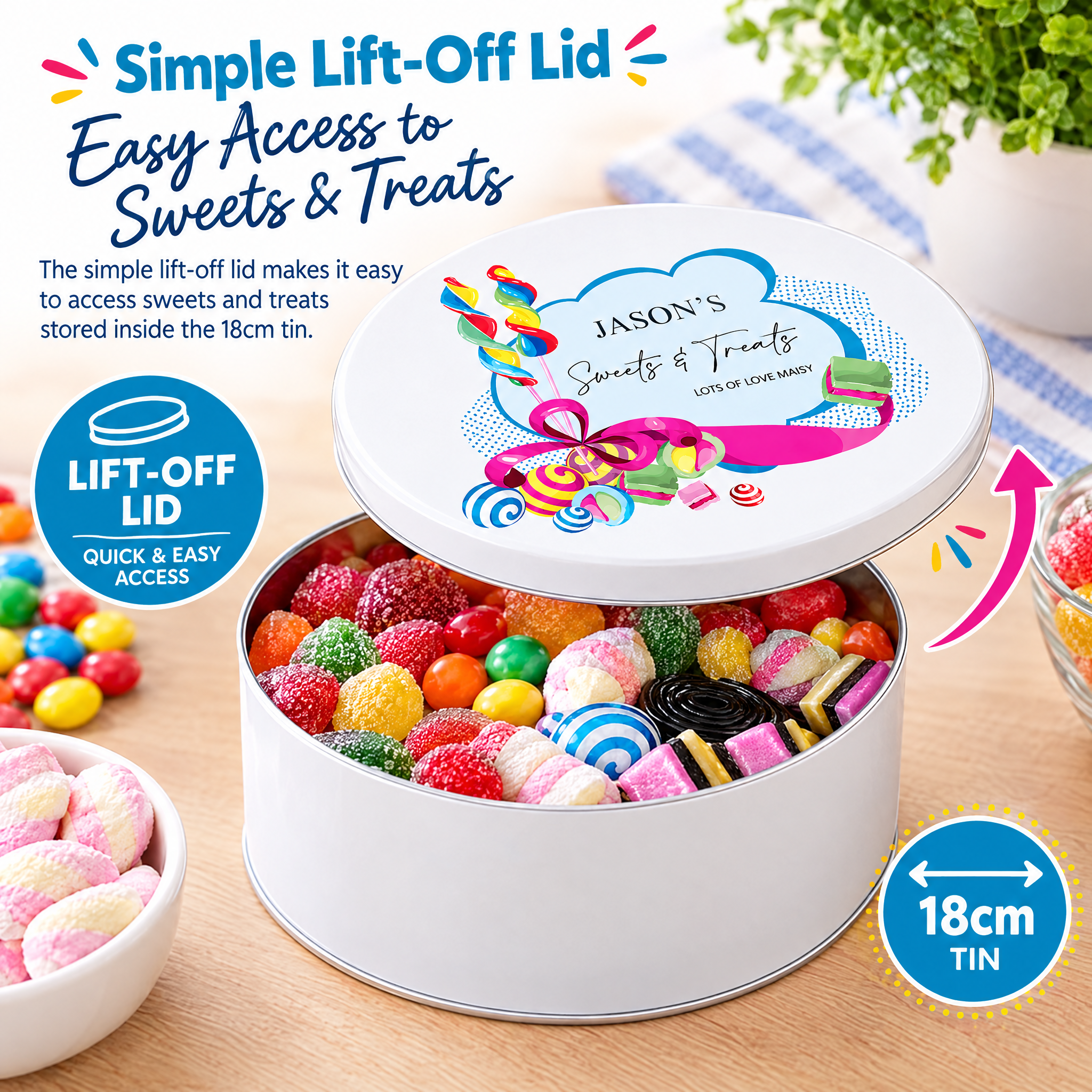Personalised Any Name Sweet Storage Tin Gift Storage Tin ukgiftstoreonline