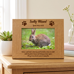 Personalised Sadly Missed Rabbit Remembrance Memorial Wooden Photo Frame Photo Frame ukgiftstoreonline