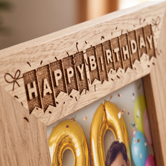 30th Birthday Photo Frame Portrait Wooden Engraved Bunting Style Gift Birthday Photo Frame ukgiftstoreonline