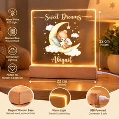 Personalised Baby Gifts Nursery Teddy Night Light - LED Night Light for restful Sleep - Nursery Bedside Table Lamp - Christening Gift for Baby Personalised Heart Gifts ukgiftstoreonline