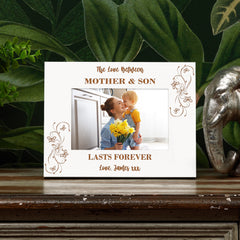 Personalised White Engraved Mother and Son Photo Frame