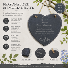 Brother Memorial Plaque, Personalised Slate, 20Cm Heart Honor Personalised Heart Gifts ukgiftstoreonline