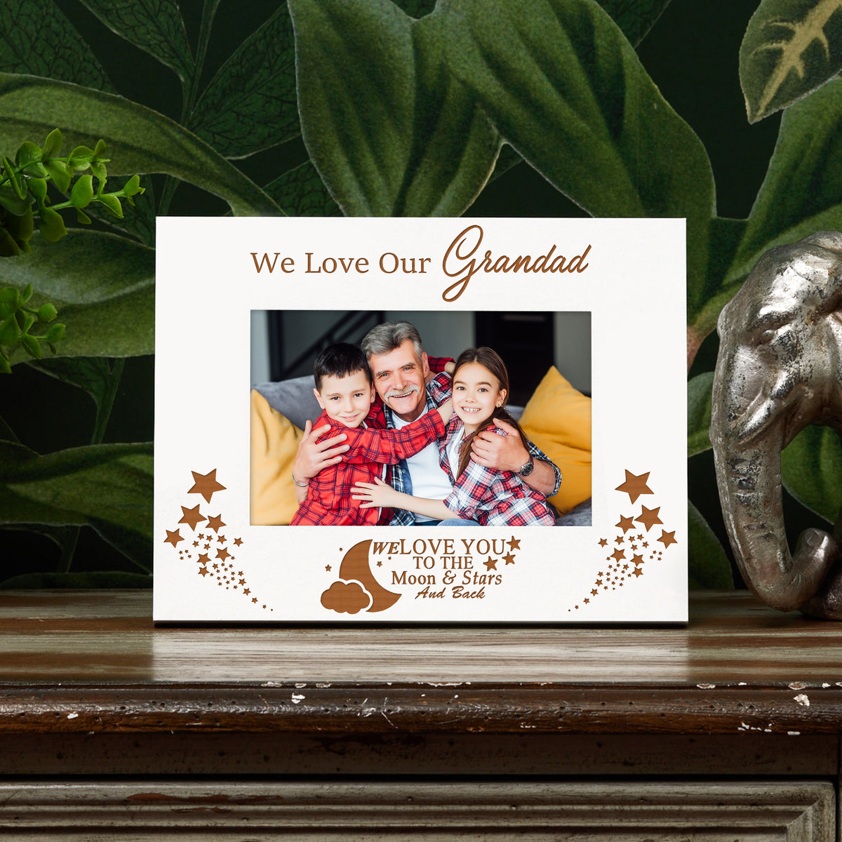 We Love Our Grandad White Wooden Photo Frame Gift