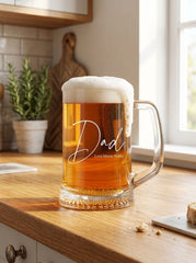 Personalised Dad Beer Glass Tankard Engraved Pint Custom Name Father’s Day Gift personalised beer glass tankard ukgiftstoreonline