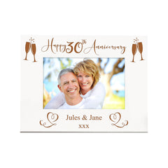 Personalised 30th Anniversary White Wooden Engraved Photo Frame Gift
