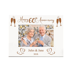 Personalised 60th Anniversary White Wooden Engraved Photo Frame Gift