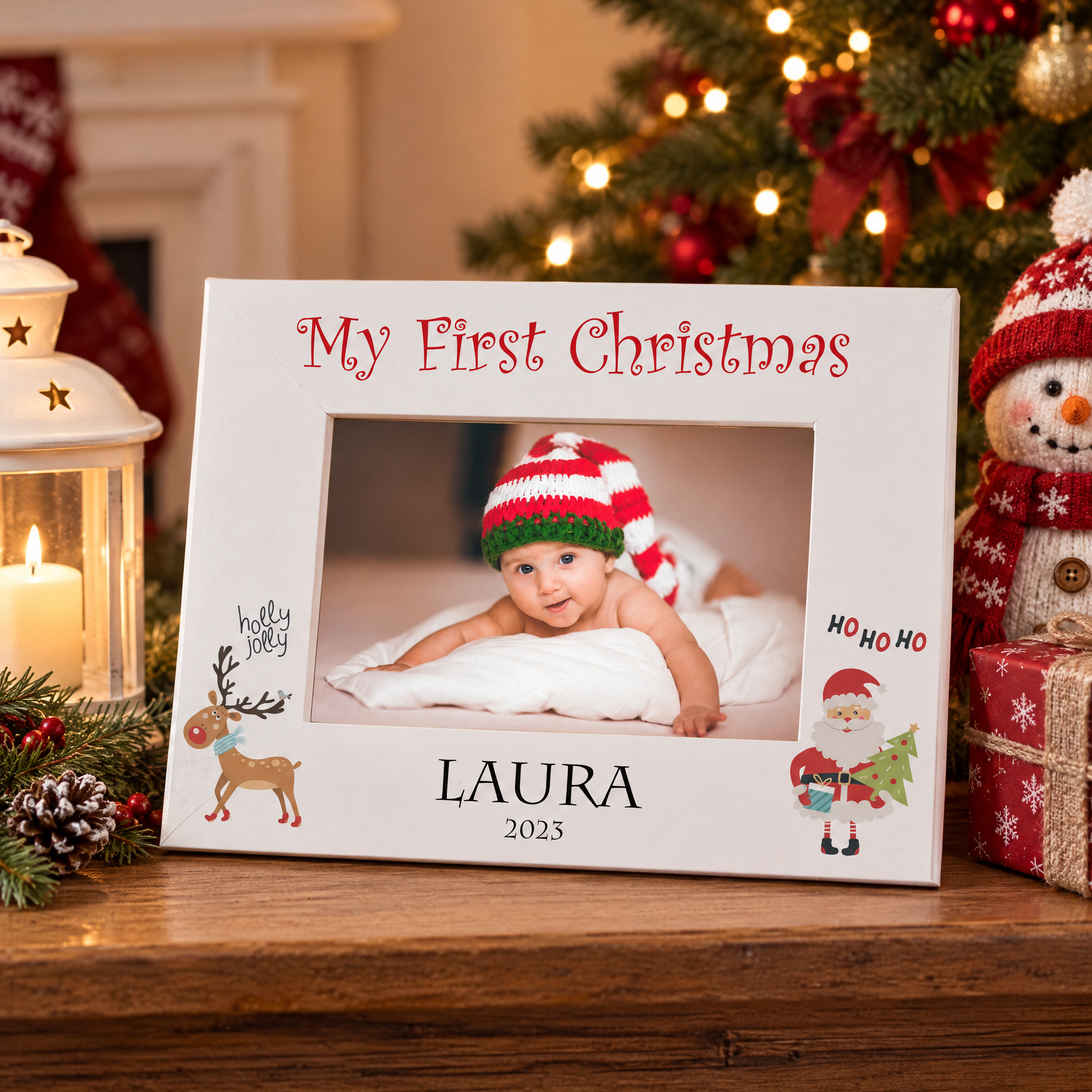 Personalised My First Christmas Festive Photo Frame Landscape Photo Frame ukgiftstoreonline
