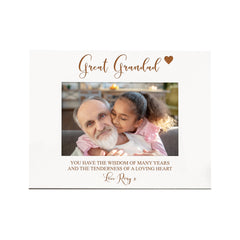 Personalised Great Grandad White Wooden Photo Frame Gift