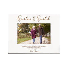 Personalised Grandma and Grandad White Wooden Photo Frame Gift
