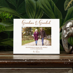 Personalised Grandma and Grandad White Wooden Photo Frame Gift