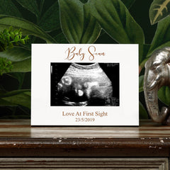 Personalised White Wooden First Baby Scan Photo Frame