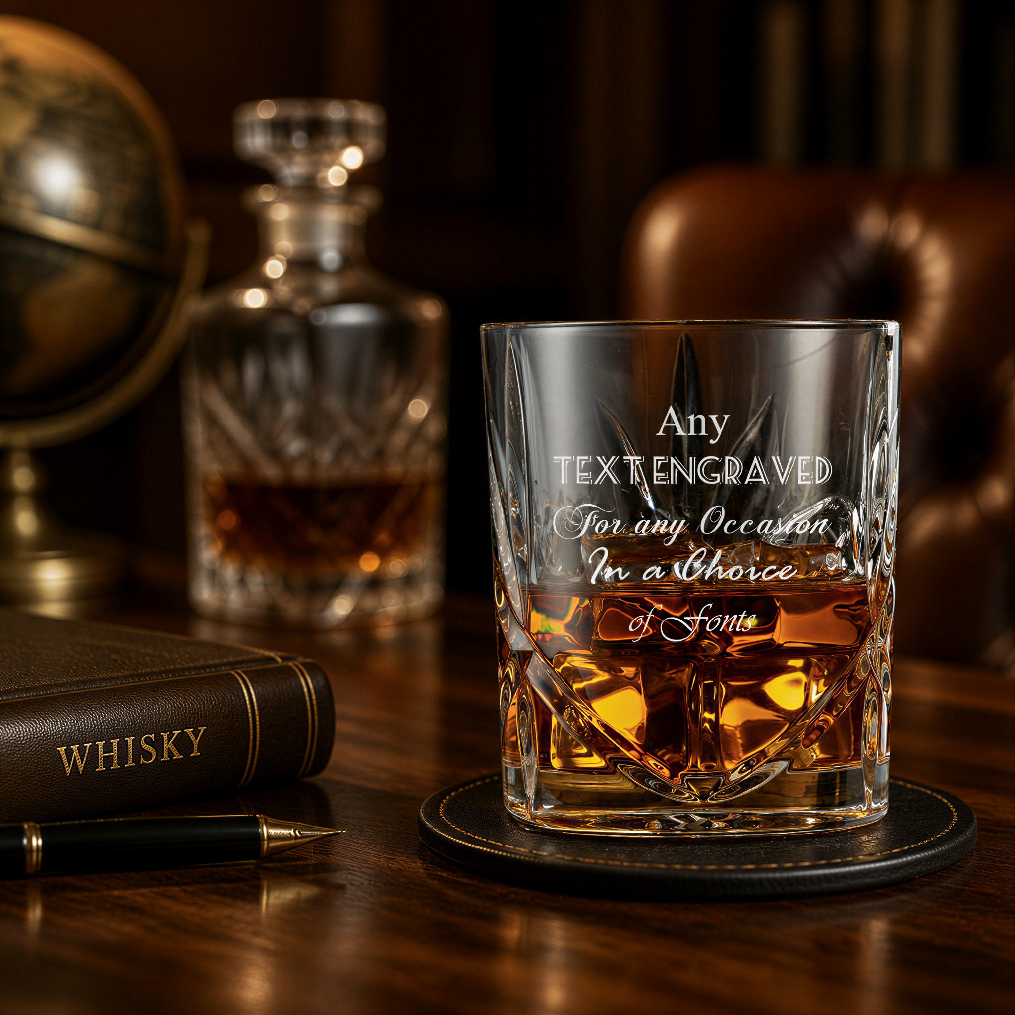 Customised Bespoke Personalised Crystal Cut Whisky Glass Any Text Engraved Personalised ukgiftstoreonline