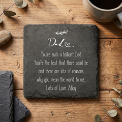 Personalised Dad Sentiment Gift Slate Stone Drink Coaster Personalised Slates ukgiftstoreonline