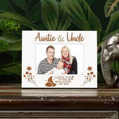 Auntie & Uncle Love You To The Moon White Wooden Photo Frame Gift