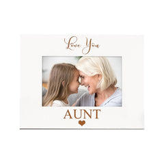 Love You Aunt White Wooden Engraved Photo Frame Gift