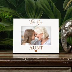 Love You Aunt White Wooden Engraved Photo Frame Gift