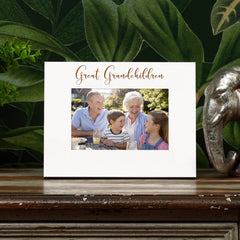 Great Grandchildren White Wooden Engraved Photo Frame Gift