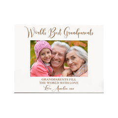 Personalised Worlds Best Grandparents Gift White Wooden Photo Frame