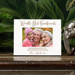 Personalised Worlds Best Grandparents Gift White Wooden Photo Frame