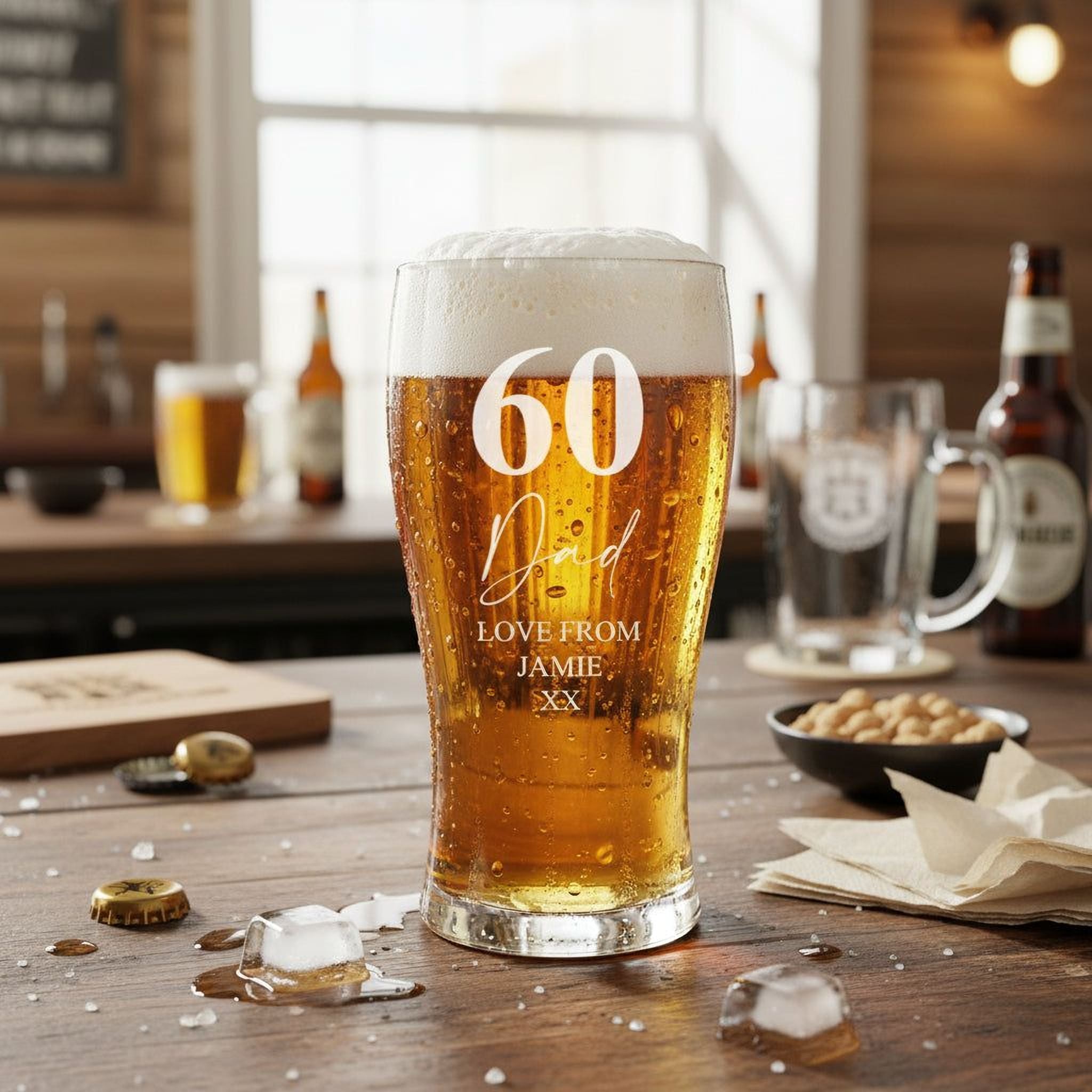 Engraved Personalised 60th Birthday Signature Pint Beer Glass Gift Boxed personalised beer glasses ukgiftstoreonline