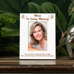 White Engraved Mum In Loving Memory Photo Frame Gift