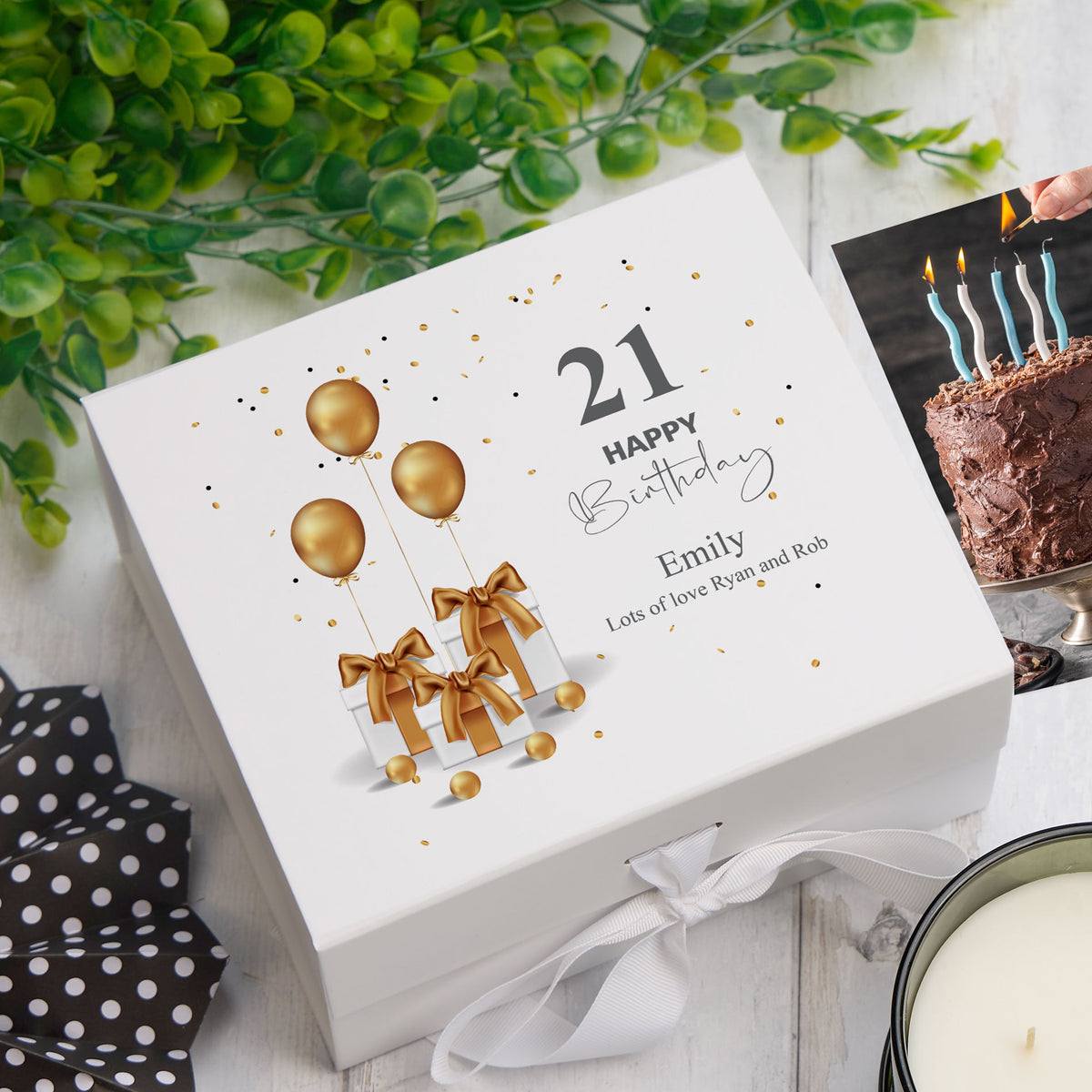 Personalised 21st Birthday Keepsake Memory Box Gold Presents