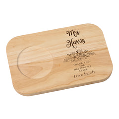 Personalised Gift For Teacher Wooden Drink Serving Board Flower Design