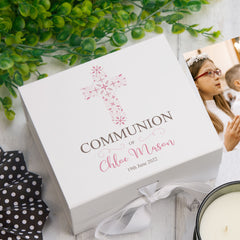 ukgiftstoreonline Personalised Communion Ornate Cross Keepsake Memory Box