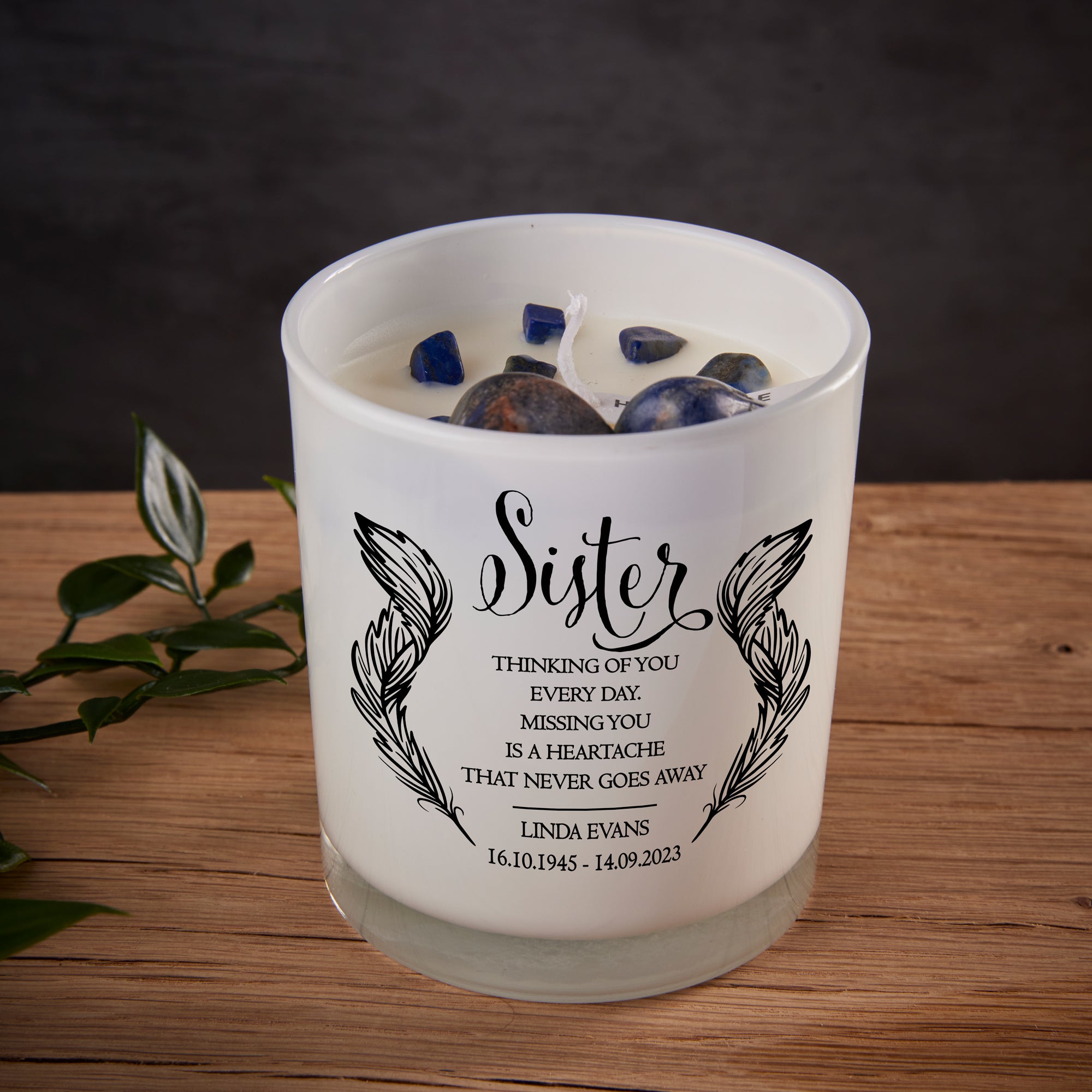 Beautiful Embellished Sister Memorial Remembrance Personalised Candle Gift