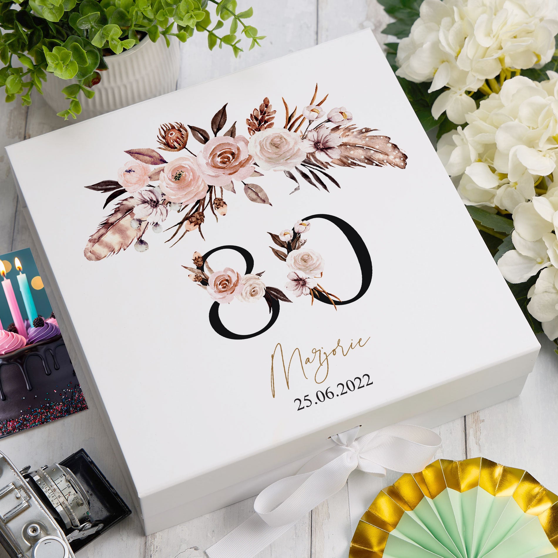 ukgiftstoreonline Personalised Boho Style Any Age Birthday Keepsake Memory Box Gift