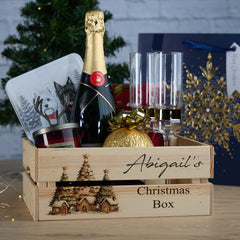 Personalised Christmas Crates With Trees Christmas Box
