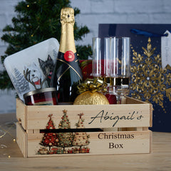 Personalised Christmas Crates With Trees Christmas Box