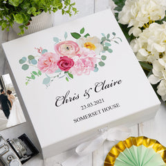 ukgiftstoreonline Personalised Pink Flower Wedding Keepsake Memory Box