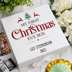 ukgiftstoreonline Personalised My First Christmas Eve Box With Reindeer & Tree Design