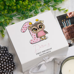 ukgiftstoreonline Personalised Baby Girl First Birthday Keepsake Memory Box Gift