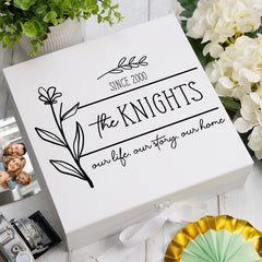 Personalised Our Story Our Life Family Sentiment Keepsake Memory Box.