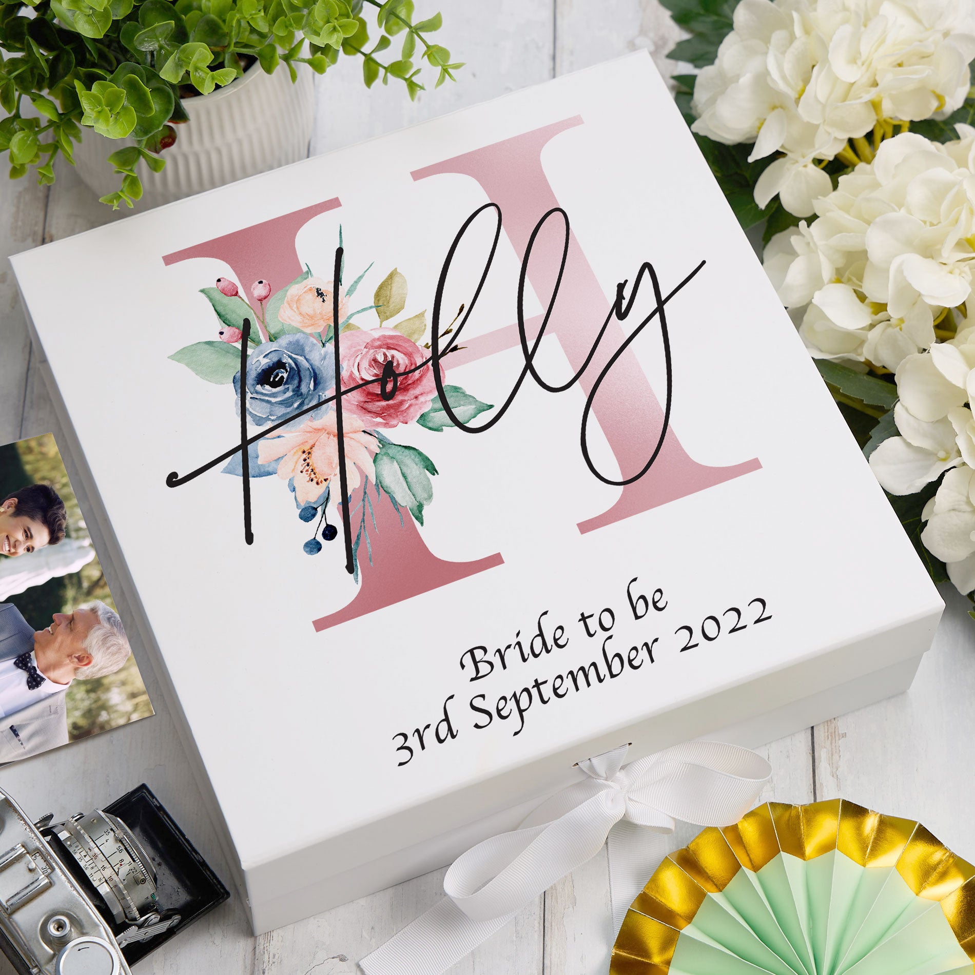 Personalised Any Name Pink Monogram Sentiment Keepsake Memory Box