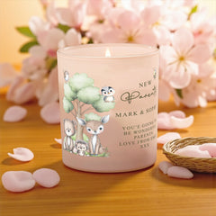 Personalised New Parents Gift Candle With Variety of Scents and Colours personalised Candle Lights ukgiftstoreonline Pink Candle Fresh cotton