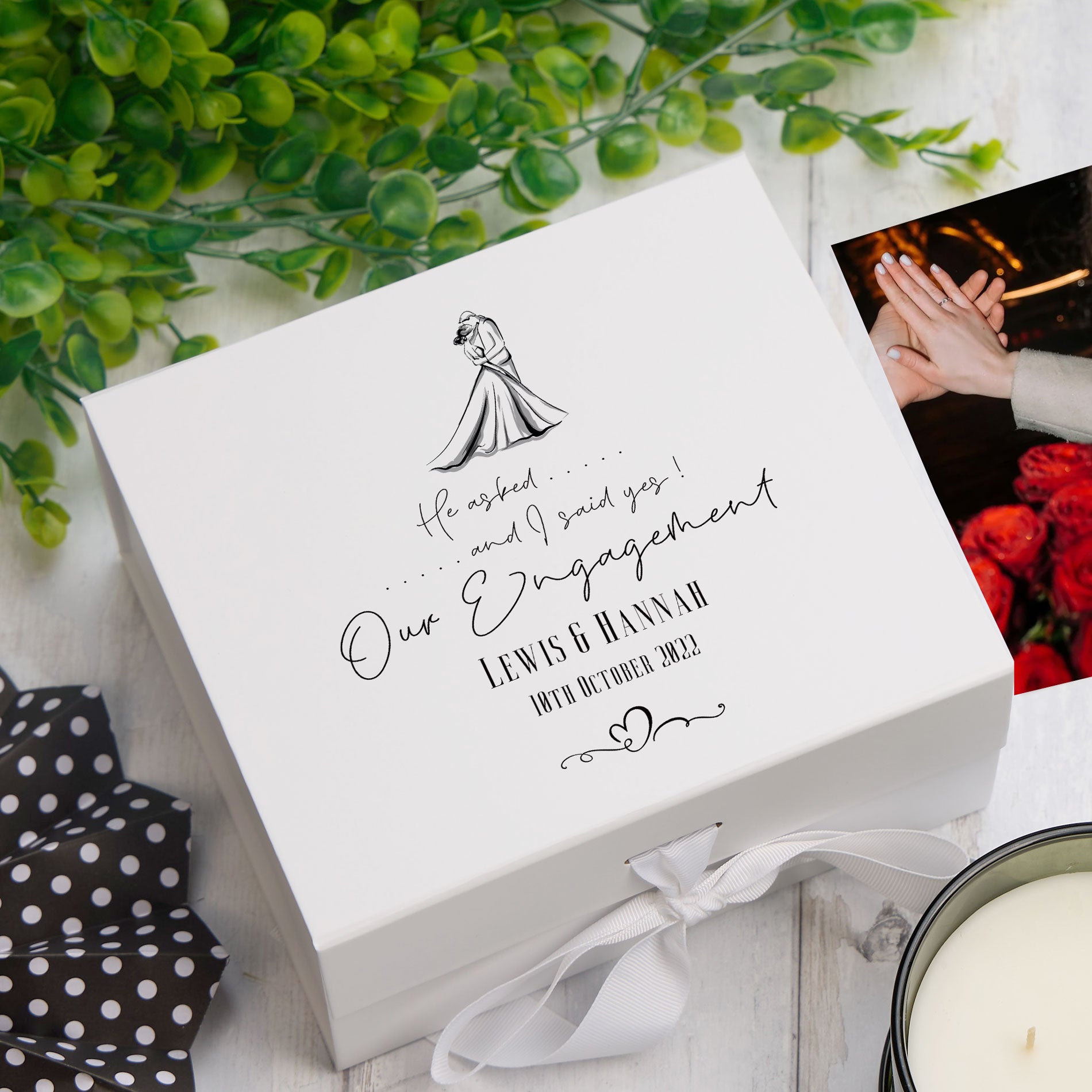 ukgiftstoreonline Personalised He Asked I Said Yes Our Engagement Keepsake Memory Box Gift