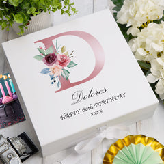 ukgiftstoreonline Personalised Pink Letter Monogram Keepsake Memory Box